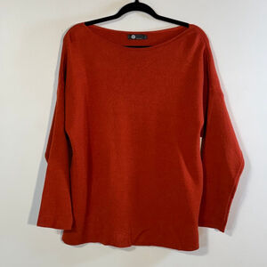 Made In Italy Sweater Women’s XL Orange Rust Crew Neck Long Sleeve Modal Blend